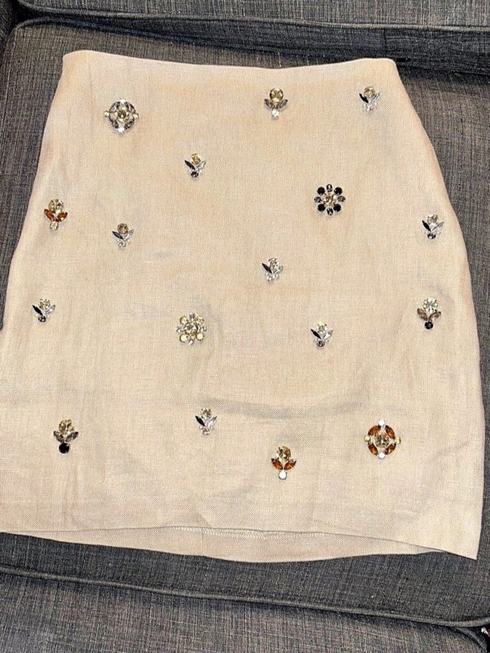 Ann Taylor Embellished Mini Skirt Cream Size 6P